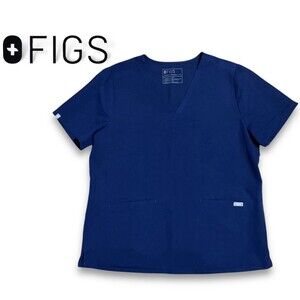 FIGS Technical Collection Navy Blue Scrub Top XL Stretch Pockets Medical Uniform